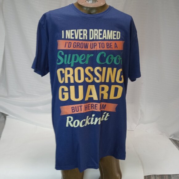 Super Cool School Crossing Guard T-shirt Print Men's Size XL Blue Cotton - Picture 2 of 9